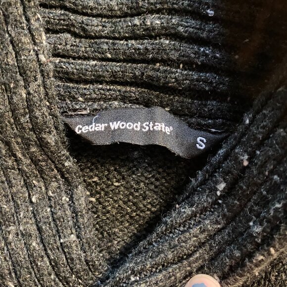 Cedar Wood State Knit Cowl Neck Henley Sweater Size Small Dark Gray Academia - Picture 2 of 6